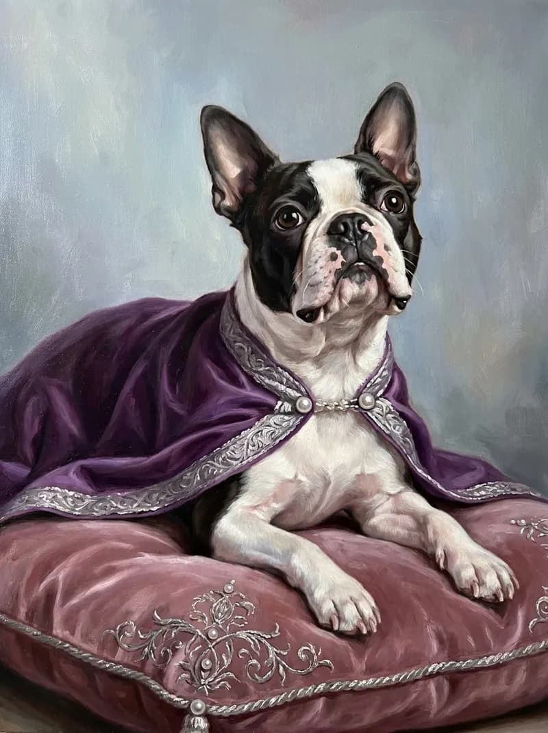 Dog in pink royal attire